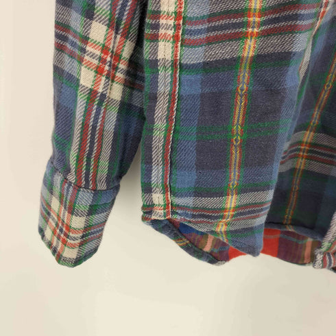 ポロラルフローレン POLO RALPH LAUREN RELAXED FIT コットン チェックシャツ ダブルフェイス ネルシャツ 猫目ボタン メンズ import:S